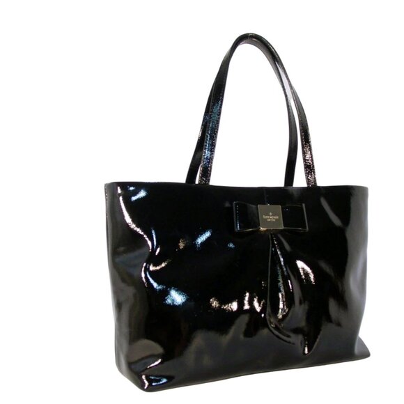 KATE SPADE Veranda Place Evie $268 Patent Leather Bow Tote Bag - Picture 4 of 12